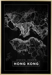 Bildverkstad Map - Hong Kong - Black Poster