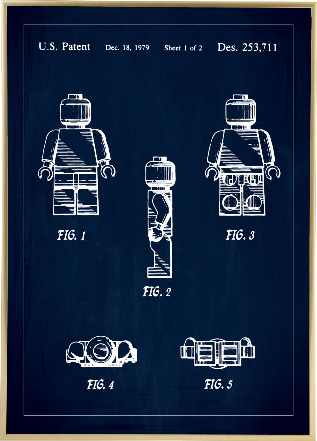 Lagervaror egen produktion Patenttekening - Lego I - Blauw Poster