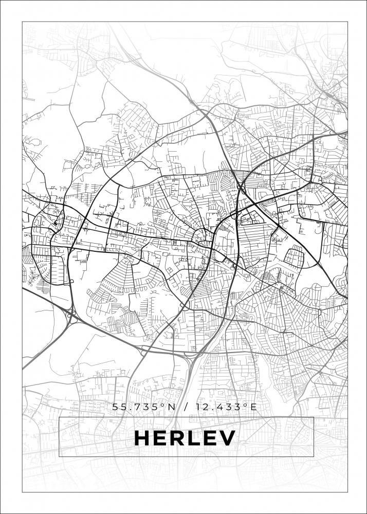 Bildverkstad Map - Herlev - White Poster