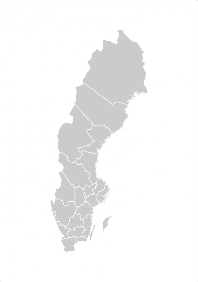 Bildverkstad Kaart van Zweden Grijs Poster