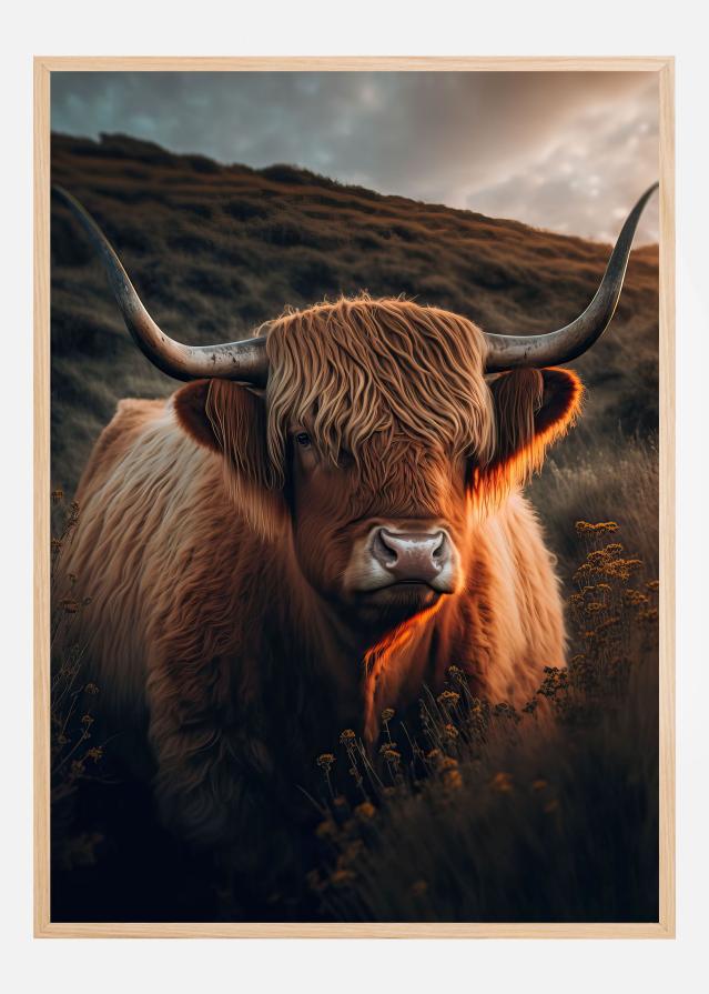 Bildverkstad Highland Cow With Big Horns Poster