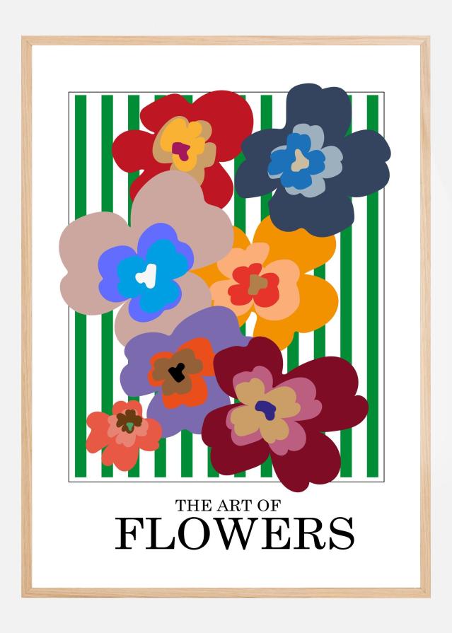 Bildverkstad The Art Of Flowers Green Stripe Poster