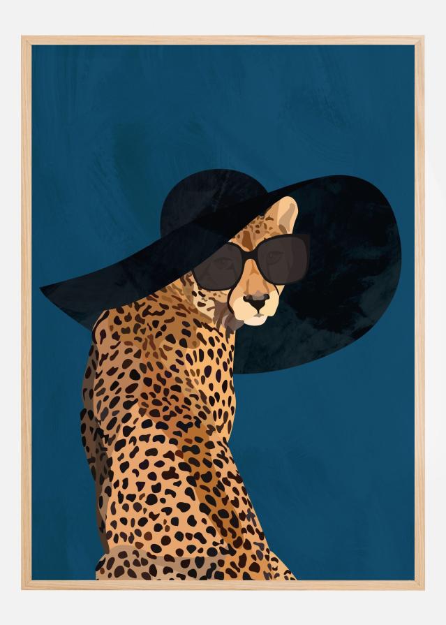 Bildverkstad Fashionable Cheetah wearing a sunhat Poster