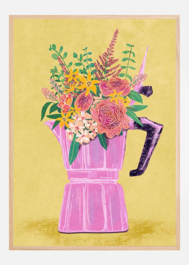 Bildverkstad Espresso Maker with Flowers Poster