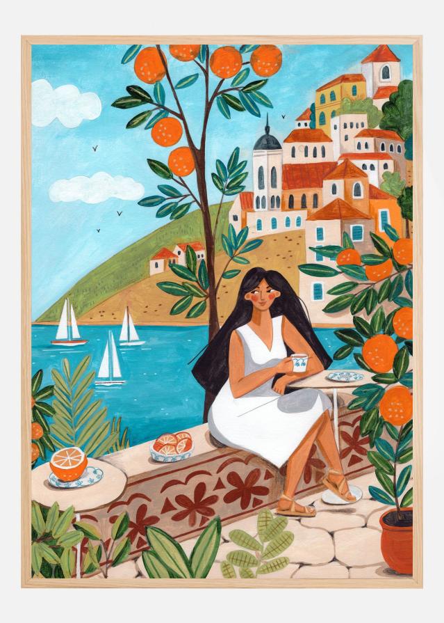 Bildverkstad Travel woman in Mediterranean coast Poster