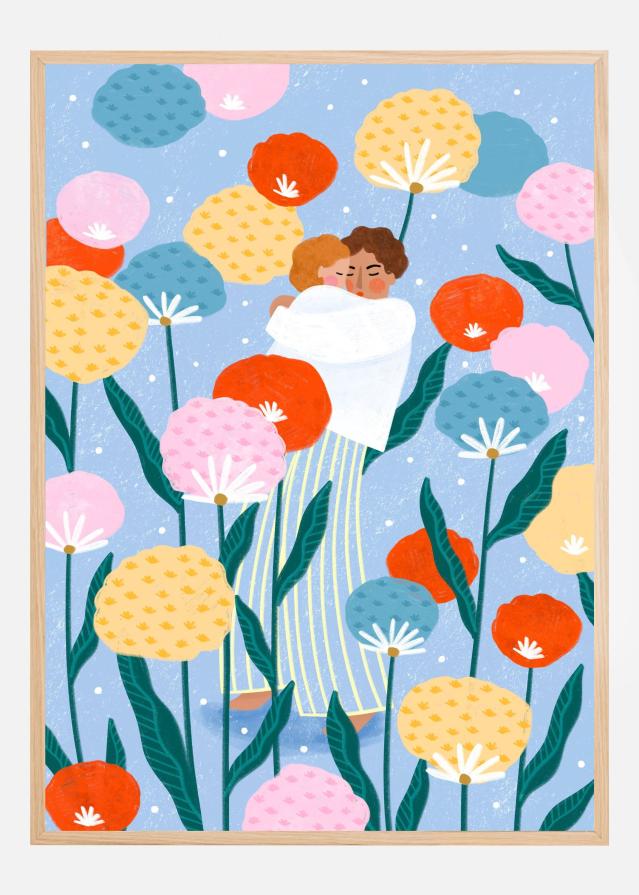 Bildverkstad Mother and Child Amongst Flowers Poster