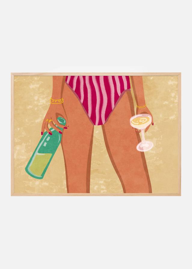 Bildverkstad Girl with wine at the beach Poster