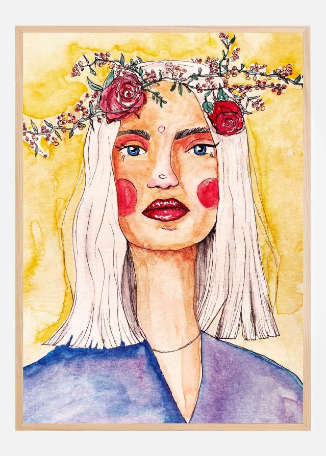 Bildverkstad Lady with flower wreath Poster