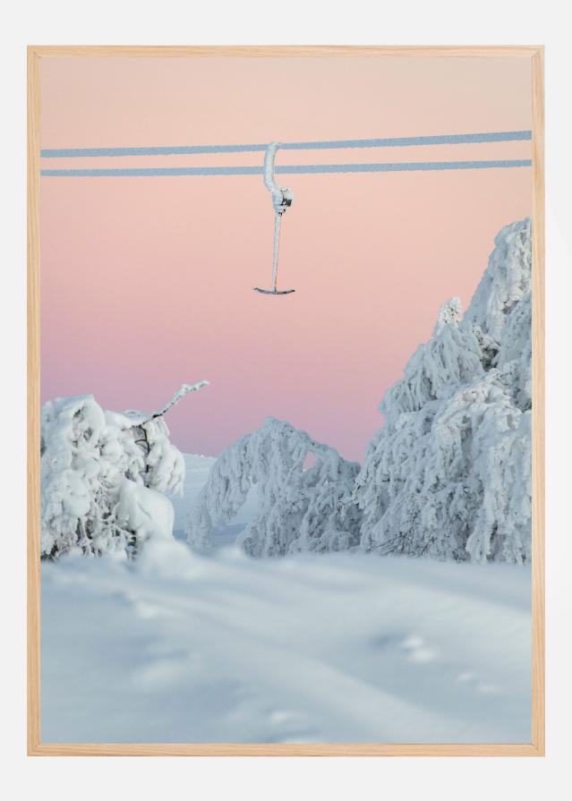 Bildverkstad Snowbound lift in pastel sky Poster