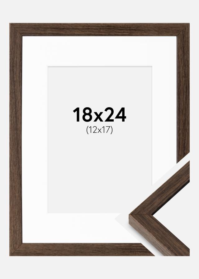 Ram med passepartou Fotokader Ares Okkernoot 18x24 cm - Passe-partout Wit 13x18 cm