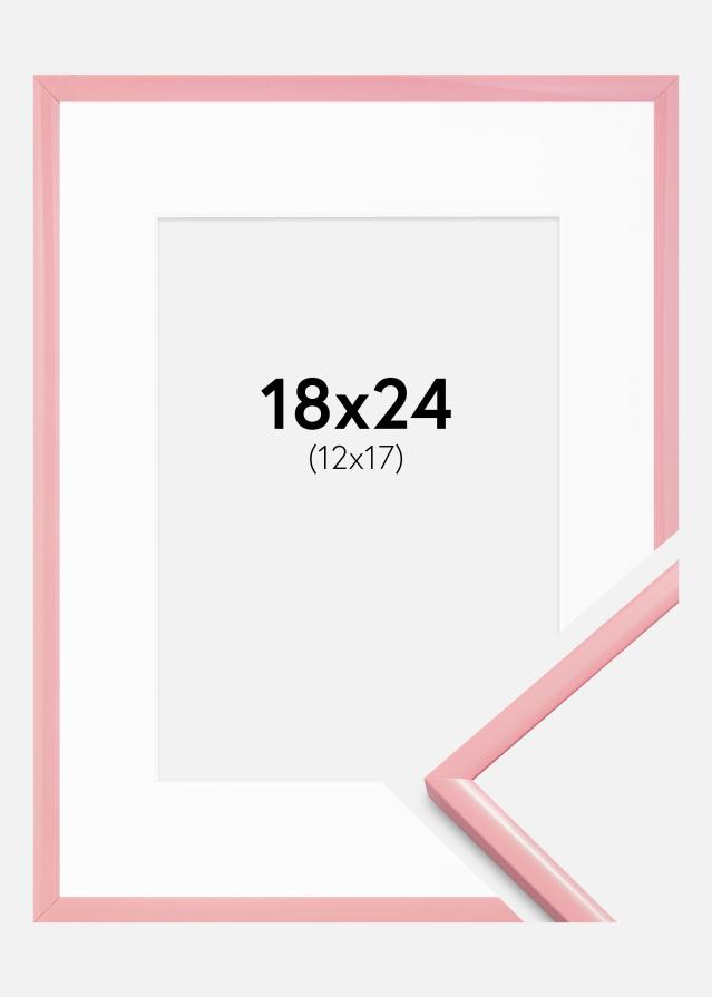 Ram med passepartou Fotokader New Lifestyle Roze 18x24 cm - Passe-partout Wit 13x18 cm