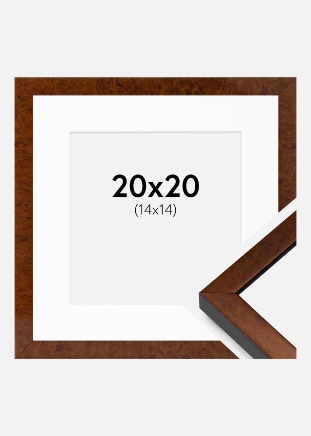 Ram med passepartou Fotokader Ares Okkernoot 20x20 cm - Passe-partout Wit 15x15 cm