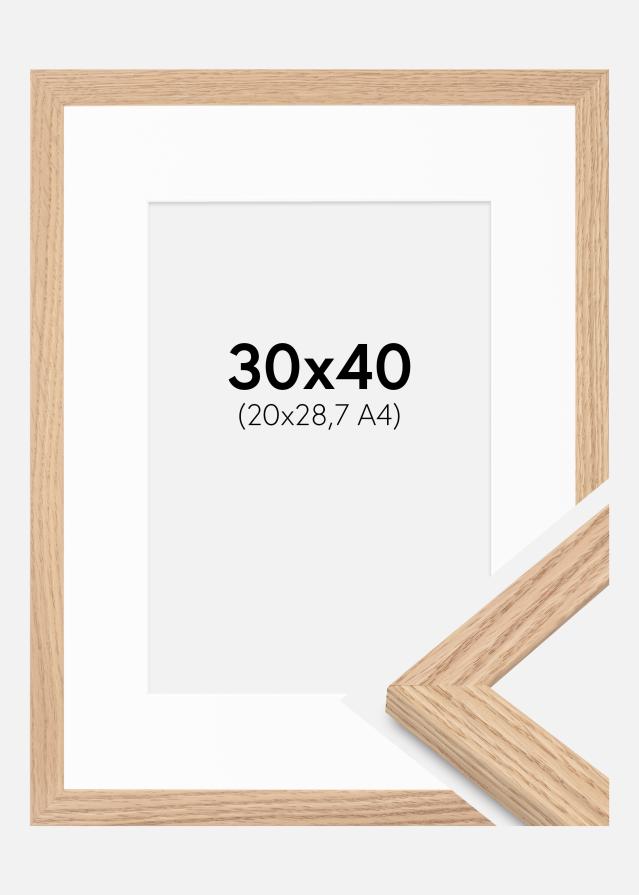 Ram med passepartou Kader Tidlös Massief Eik 30x40 cm - Passe-partout Wit 21x29,7 cm