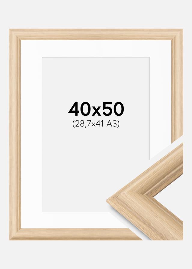 Ram med passepartou Kader Västkusten Eikenhout 40x50 cm - Passe-partout Wit 29,7x42 cm (A3)