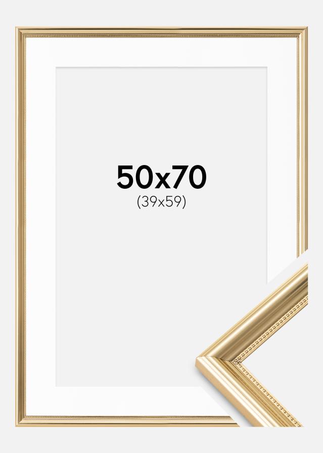 Ram med passepartou Kader Gala Goud 50x70 cm - Passe-partout Wit 40x60 cm