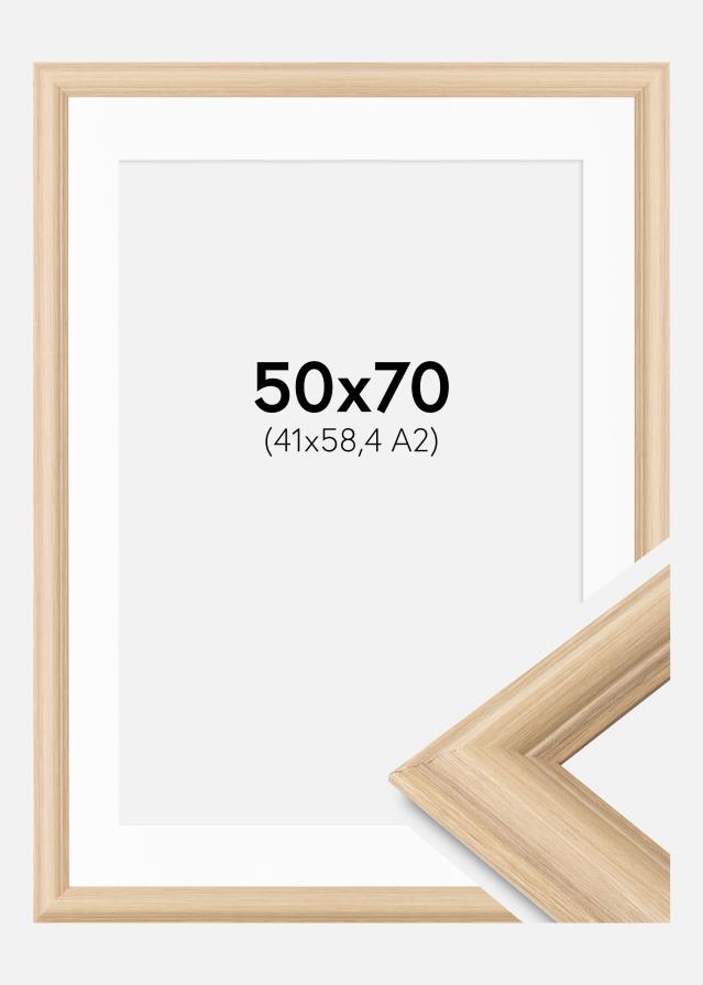 Ram med passepartou Kader Västkusten Eikenhout 50x70 cm - Passe-partout Wit 42x59,4 cm (A2)