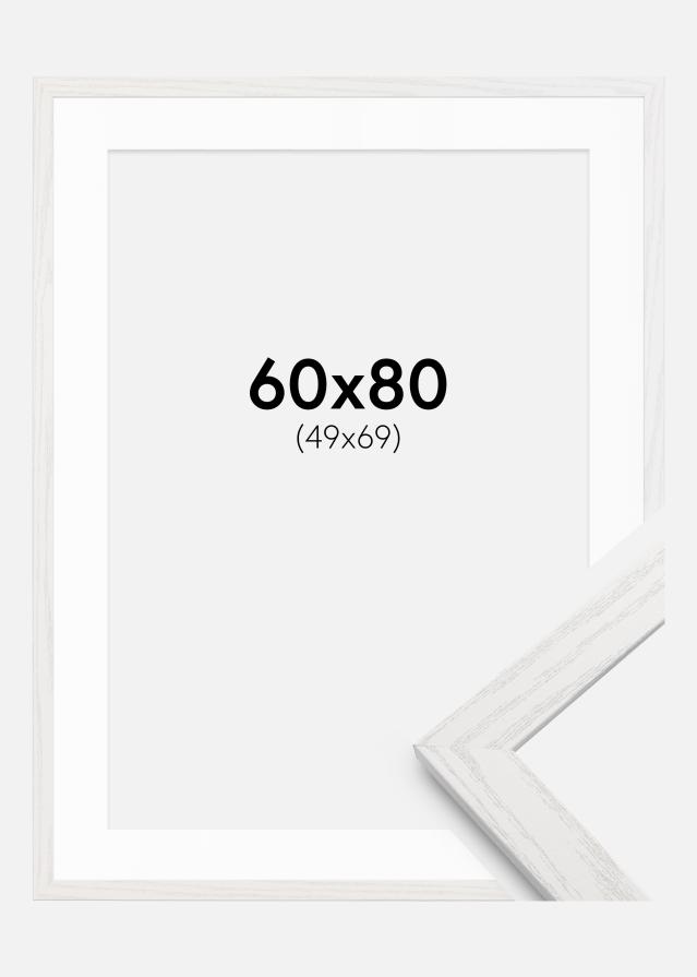 Ram med passepartou Fotokader Stilren Wit eik 60x80 cm - Passe-partout Wit 50x70 cm