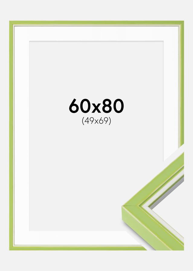 Ram med passepartou Fotokader Diana Lichtgroen 60x80 cm - Passe-partout Wit 50x70 cm