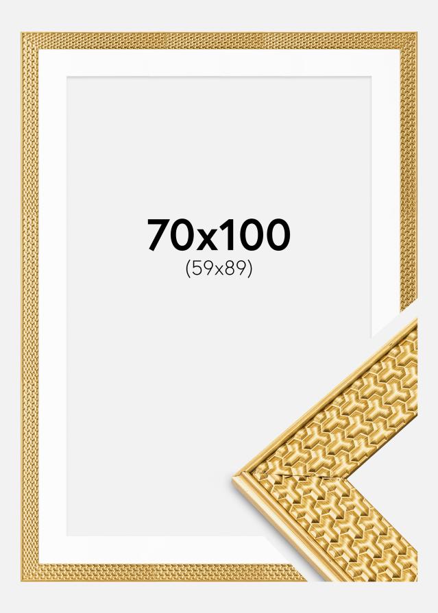 Ram med passepartou Kader Grace Goud 70x100 cm - Passe-partout Wit 60x90 cm
