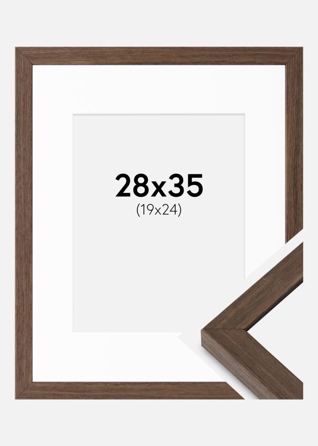 Ram med passepartou Fotokader Hermes Okkernoot 28x35 cm - Passe-partout Wit 20x25 cm