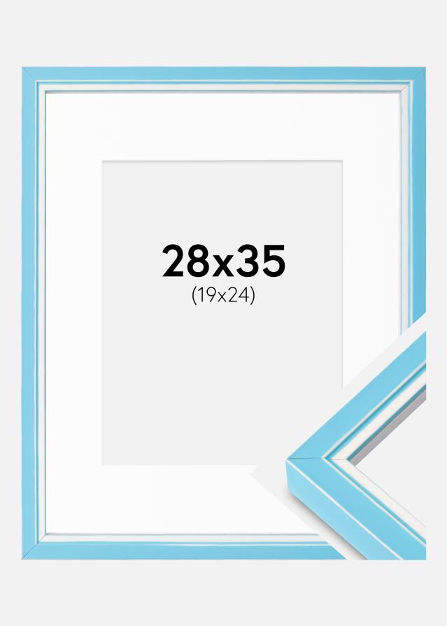 Ram med passepartou Fotokader Diana Lichtblauw 28x35 cm - Passe-partout Wit 20x25 cm
