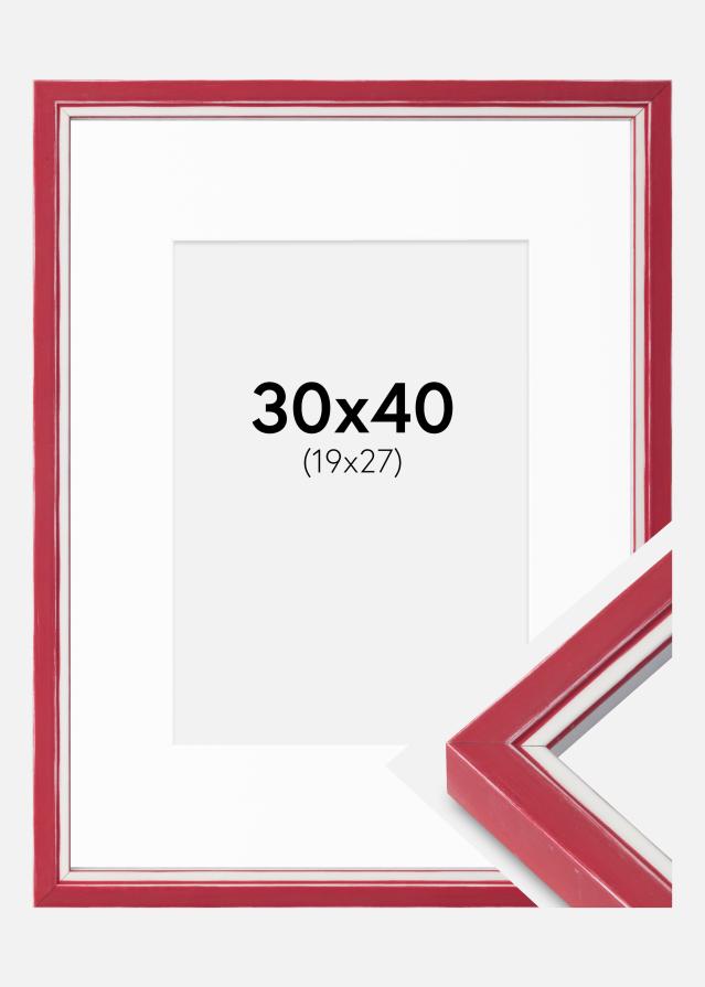 Ram med passepartou Fotokader Diana Rood 30x40 cm - Passe-partout Wit 20x28 cm