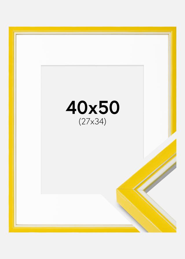 Ram med passepartou Fotokader Diana Geel 40x50 cm - Passe-partout Wit 28x35 cm