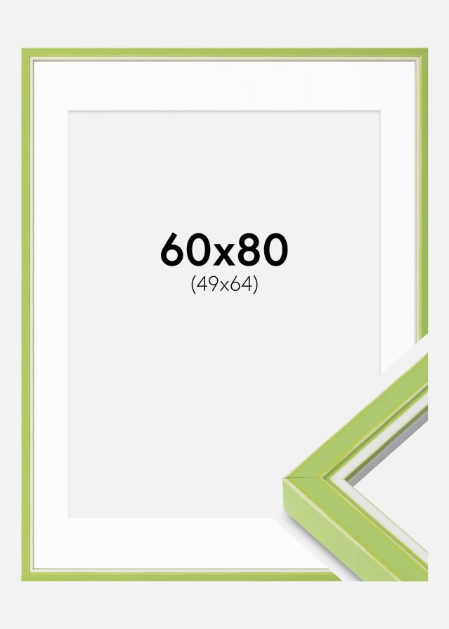 Ram med passepartou Fotokader Diana Lichtgroen 60x80 cm - Passe-partout Wit 50x65 cm