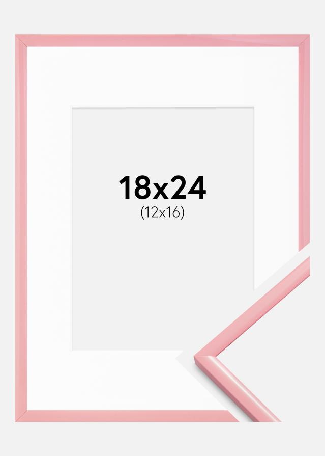 Ram med passepartou Fotokader New Lifestyle Roze 18x24 cm - Passe-partout Wit 13x17 cm