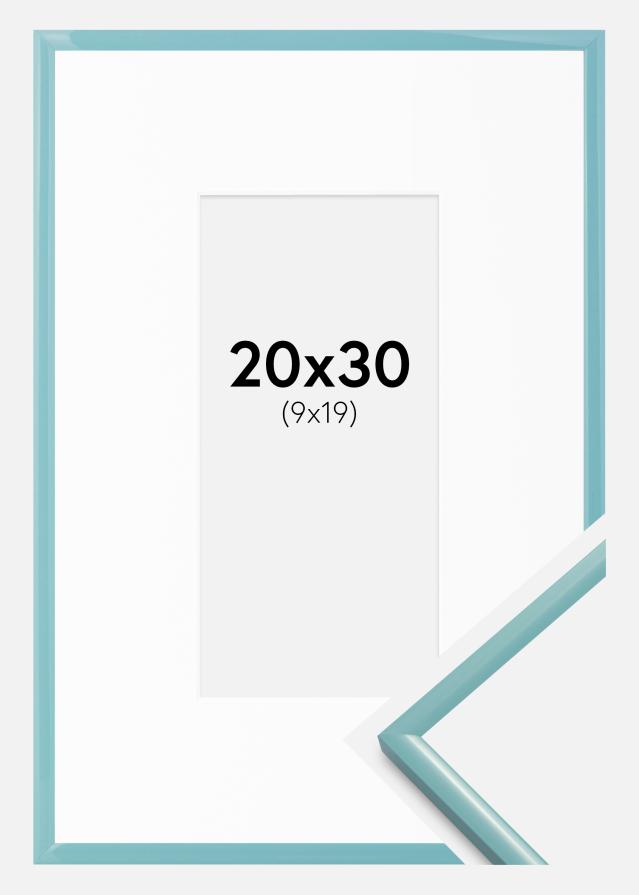 Ram med passepartou Fotokader New Lifestyle Turkoois 20x30 cm - Passe-partout Wit 10x20 cm
