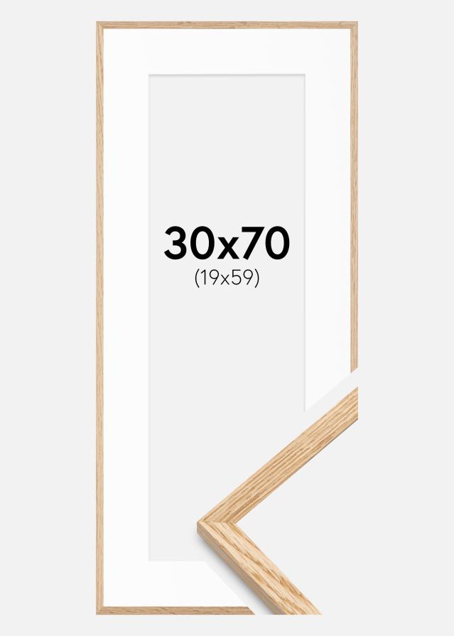 Ram med passepartou Kader Smal Eikenhout 30x70 cm - Passe-partout Wit 20x60 cm