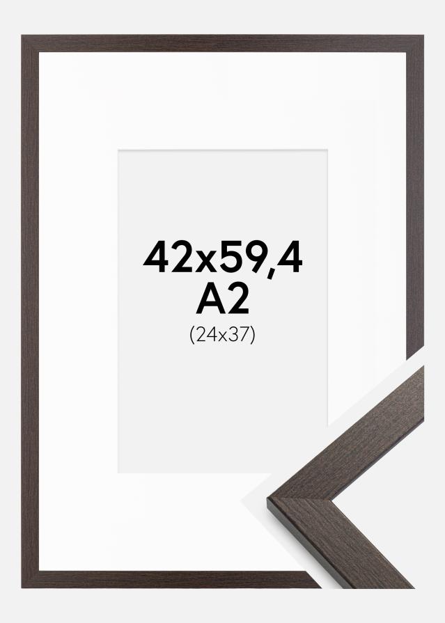 Ram med passepartou Fotokader Stilren Wenge 42x59,4 cm - Passe-partout Wit 25x38 cm