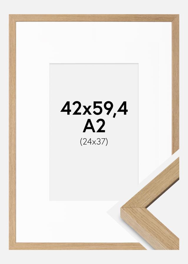 Ram med passepartou Fotokader Hermes Natuurlijk Eik 42x59,4 cm - Passe-partout Wit 25x38 cm