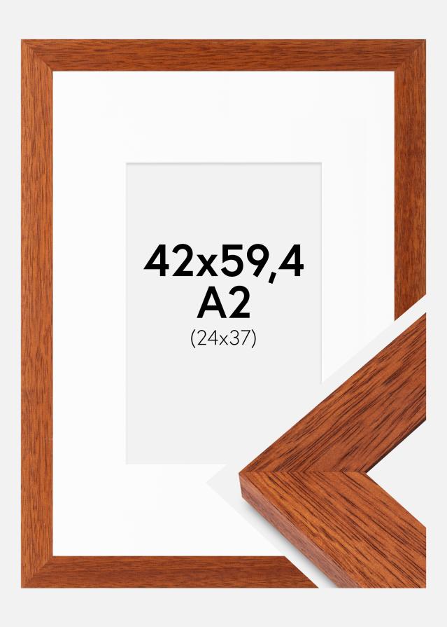 Ram med passepartou Fotokader Juno Kers 42x59,4 cm - Passe-partout Wit 25x38 cm