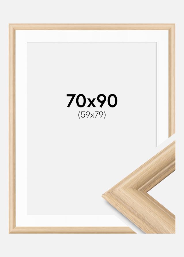 Ram med passepartou Kader Västkusten Eikenhout 70x90 cm - Passe-partout Wit 60x80 cm