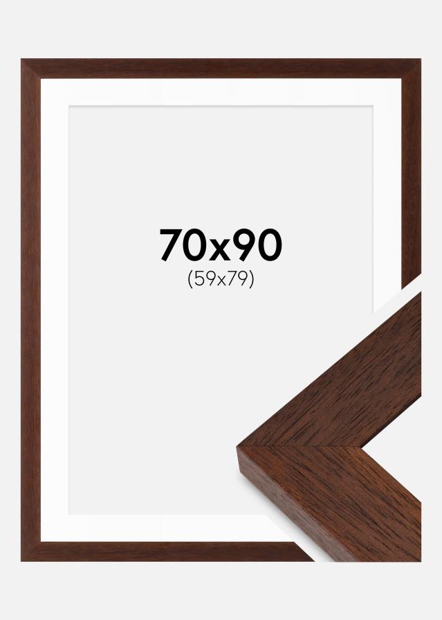 Ram med passepartou Fotokader Juno Teak 70x90 cm - Passe-partout Wit 60x80 cm