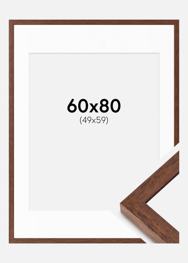 Ram med passepartou Fotokader Hermes Teak 60x80 cm - Passe-partout Wit 50x60 cm