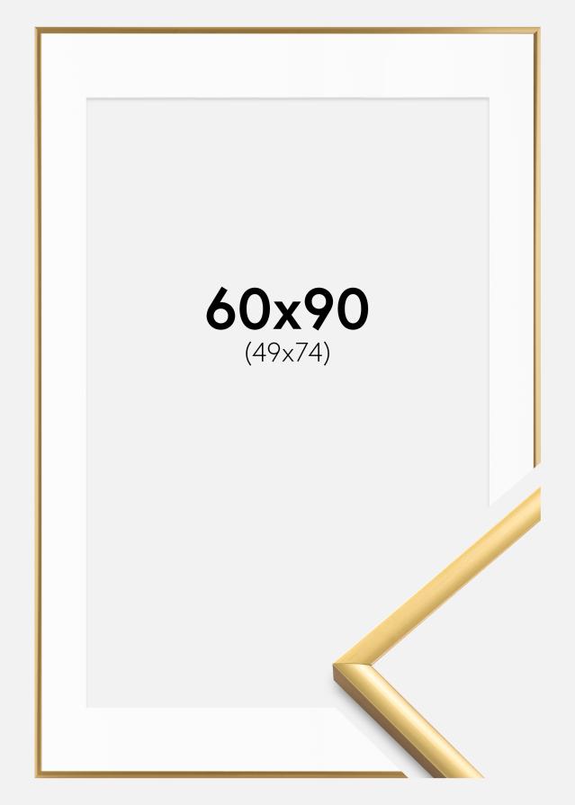 Ram med passepartou Fotokader New Lifestyle Gold 60x90 cm - Passe-partout Wit 50x75 cm