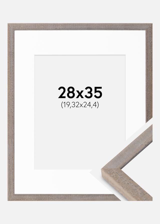 Ram med passepartou Fotokader Ares Grijs 28x35 cm - Passe-partout Wit 8x10 inches