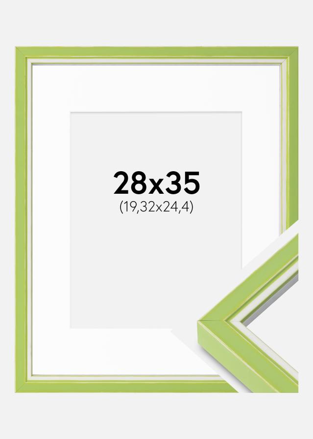 Ram med passepartou Fotokader Diana Lichtgroen 28x35 cm - Passe-partout Wit 8x10 inches