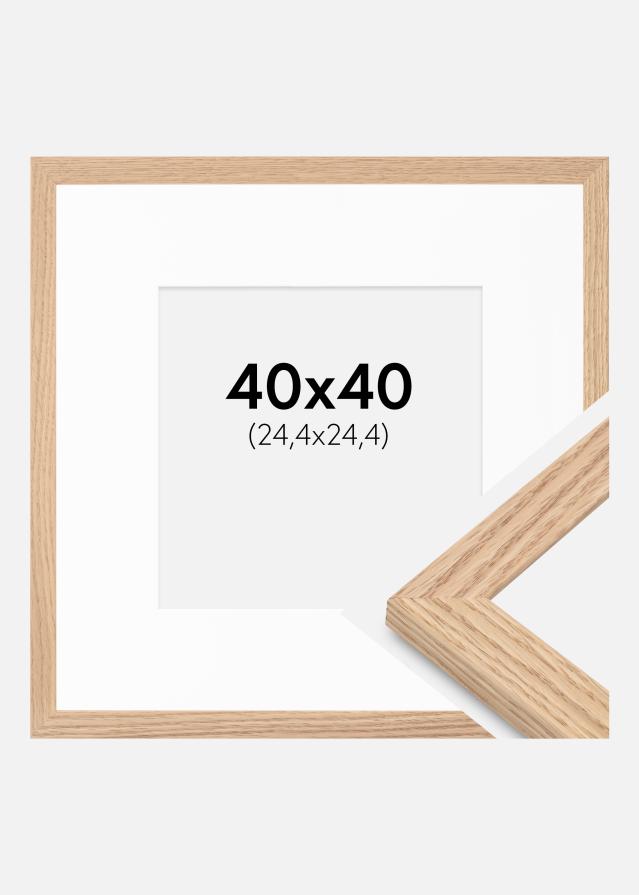 Ram med passepartou Kader Tidlös Massief Eik 40x40 cm - Passe-partout Wit 10x10 inches