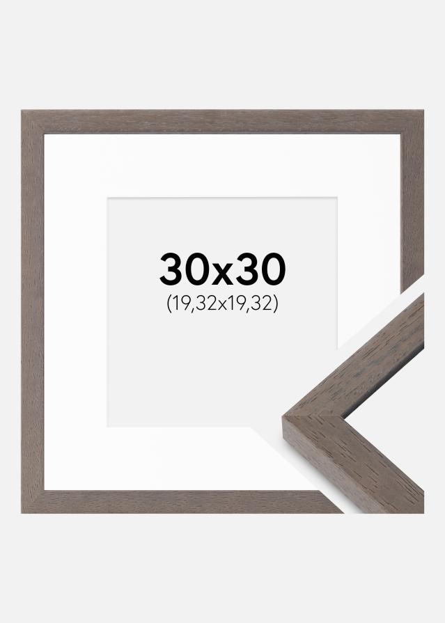 Ram med passepartou Fotokader Hermes Grijs 30x30 cm - Passe-partout Wit 8x8 inches