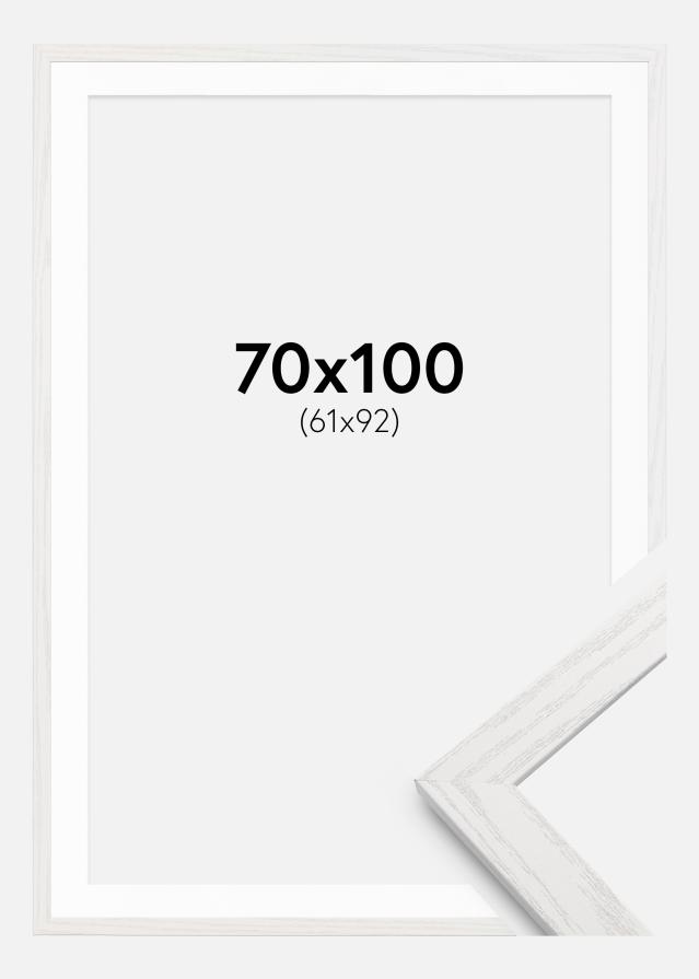 Ram med passepartou Fotokader Stilren Wit eik 70x100 cm - Passe-partout Wit 62x93 cm