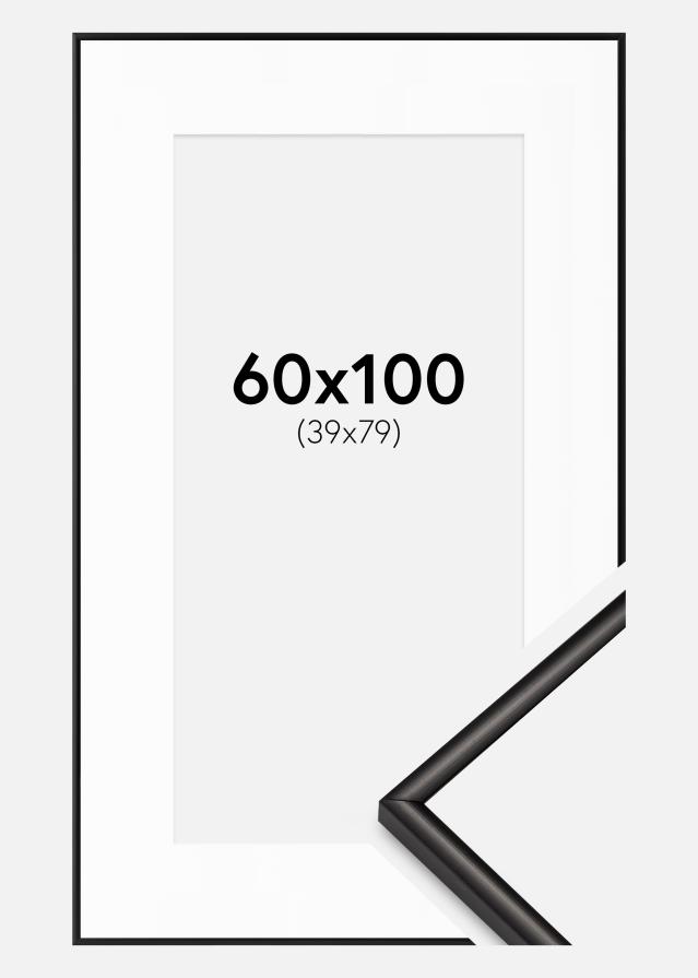 Ram med passepartou Fotokader Scandi Mat Zwart 60x100 cm - Passe-partout Wit 40x80 cm