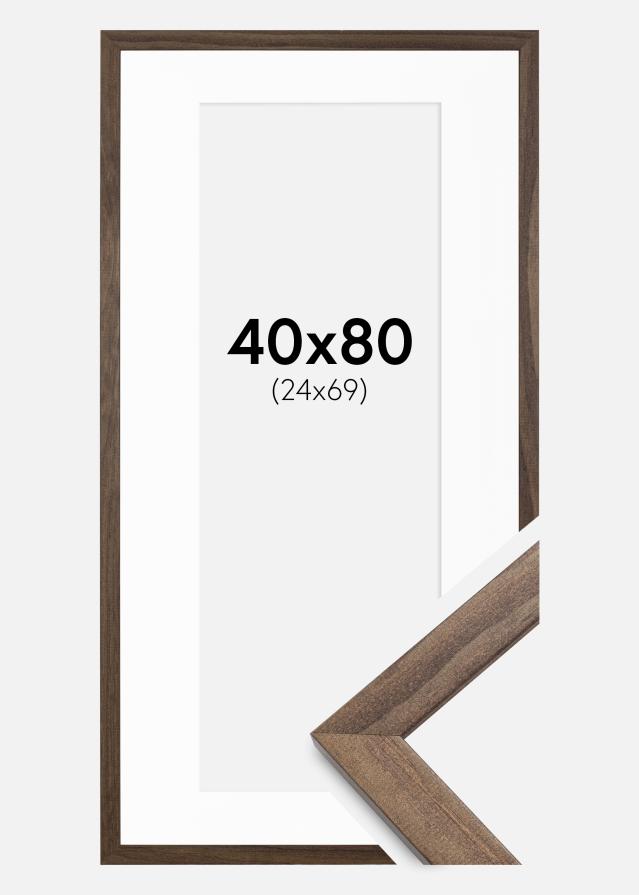 Ram med passepartou Kader Stilren Walnoot 40x80 cm - Passe-partout Wit 25x70 cm