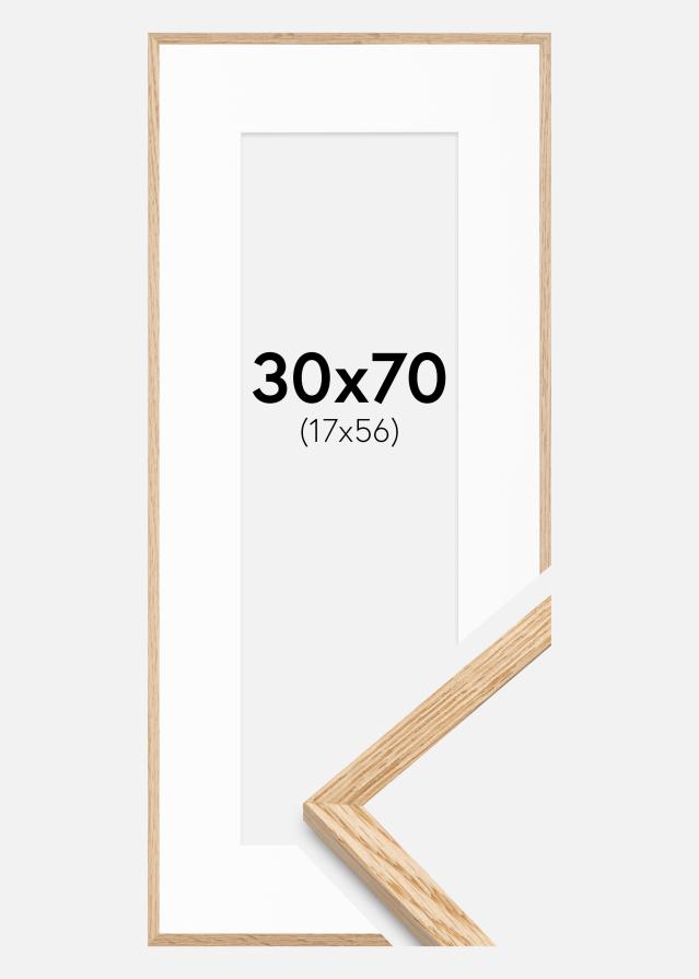 Ram med passepartou Kader Smal Eikenhout 30x70 cm - Passe-partout Wit 18x57 cm