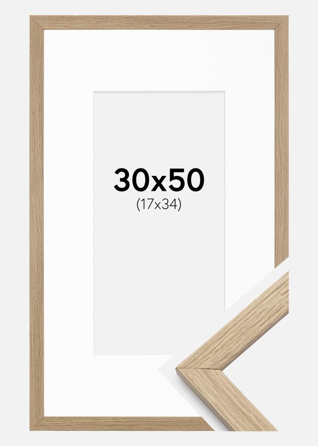 Ram med passepartou Kader Stilren Eikenhout 30x50 cm - Passe-partout Wit 18x35 cm