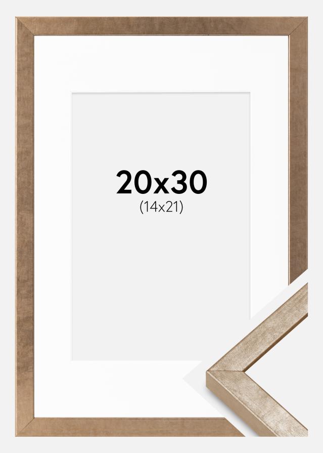 Ram med passepartou Fotokader Ares Messing 20x30 cm - Passe-partout Wit 15x22 cm