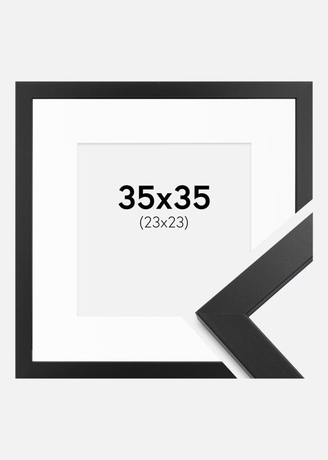 Ram med passepartou Kader Black Wood 35x35 cm - Passe-partout Wit 24x24 cm