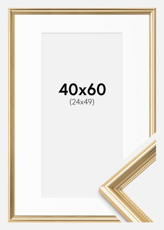 Ram med passepartou Kader Gala Goud 40x60 cm - Passe-partout Wit 25x50 cm